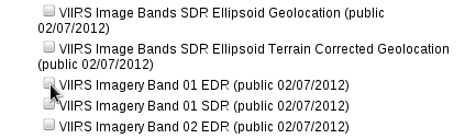 List of VIIRS datatype