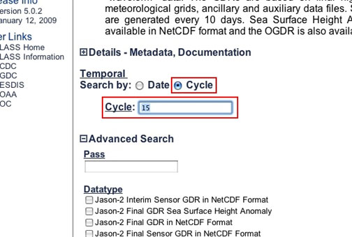 CLASS web site showing the change in selection criteria