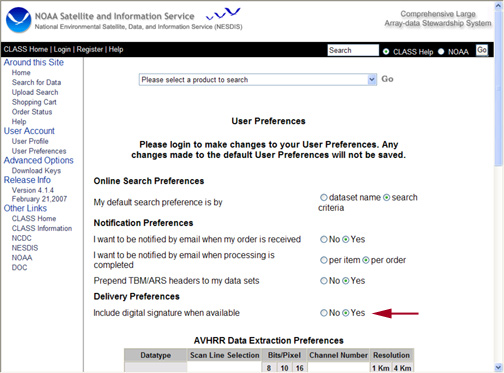 Select Yes for Digital Signature in User Prefernces